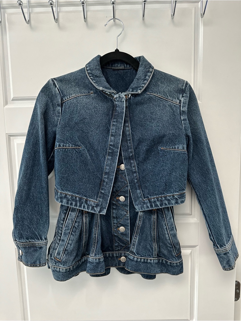 Alexander McQueen Women's Dark Blue Denim Peplum Jacket